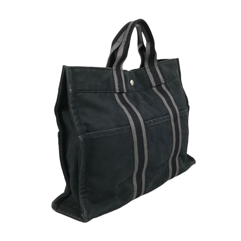 HERMES Bag Handbag Black Canvas Yell line Authentic - Picture 4 of 9